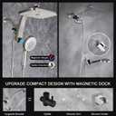 High Pressure Rain Shower Head: Upgrade Shower Heads with Handheld Spray Combo with Fixed Showerhead and 10 Sprays Handheld Shower Head, Detachable Showerheads Built-in Magnetic Docking and Power Jets (2.5GPM, Starlight)