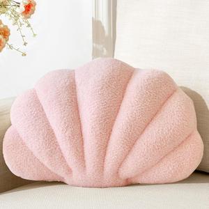 XIAIJIA Seashell Throw Pillows Shell Shaped Pillow Light Pink Sea Shell Pillows for Bed Seashell Decorative Pillow Soft Plush Pillow Sea Couch Decoration(13 X 10 inch)