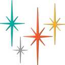 Blulu 4 Pcs Cast Iron Starburst Shaped Wall Decor Metal Mid Century Modern Decor Retro Atomic Stars Wall Art Elegance Accents Vintage Celestial Whimsigoth Hangings for Home Office Room(Retro)
