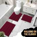 OLANLY Thick Bathroom Runner Rugs 47x20, Extra Absorbent Chenille Striped Bath Rugs, Rubber Backing, Machine Wash Dry, Long Bath Mats for Bathroom, Tub and Shower, Home Decor Accessories, Burgundy