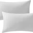 DEZENE Decorative Pillow Cases 12x20 White (Covers ONLY) : 2 Pack Cozy Soft Velvet Rectangular Throw Pillow Covers for Farmhouse Home Decor