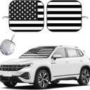 Ziciner 2 PCS Car Windshield Sun Shade, Auto Sun Heat and UV Rays Blocker, 28"31" Foldable Automotive Front Window Sunshade Protector, Universal Vehicle Interior Accessories (Black Flag-M)
