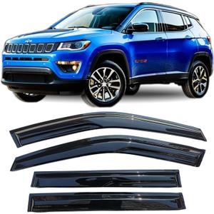 Window Visors Rain Guards for Jeep Compass 2017-2025 Tape on Window Wind Deflectors Vent Visor Sun Shades