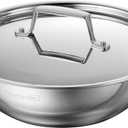 Tramontina Utsava 2.75-Quart Tri-Ply Clad Stainless Steel Kadai with Lid, Kadhai Pot for Indian Cooking