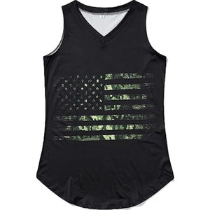 KYKU Women's Tank Top Summer Sleeveless T Shirt Casual V Neck Curved Hem Blouses, 2XL