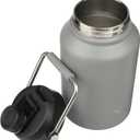 Konokyo Half Gallon Jug with Handle,64 oz Insulated Water Bottle with Carrying Pouch,Double Wall Vacuum Stainless Steel Metal Bottle,Gray