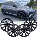 Universal 17 Inch Hub caps Wheel Covers for Cars, Set of 4 Fits Most Cars Hubcaps 17" Wheel Rim Cover Replacement Black Lacquer