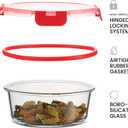 FineDine 24 Piece Glass Storage Containers with Lids - Leak Proof, Dishwasher Safe Glass Food Storage Containers for Meal Prep or Leftovers, Red
