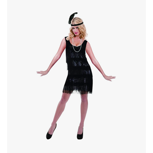 Leadtex Women's 1920s Fringed Flapper Costume with Feather Headband,Beaded Necklace XXXL