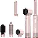 5 in 1 Hair Styler & Hair Dryer Brush, Low-Speed Negative Ionic Air Styler Drying, Multi Hair Styler, Professional Blow Dryer Brush for Curling Volumizing Straightening Styling (Pink)