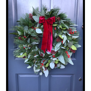 Artificial Christmas Wreath - Christmas Decorations - Norfolk Pine Wreath for Door,Fireplace,Wall,Windows,Indoor Outdoor -Christmas Wreaths for Front Door - Holiday Decor