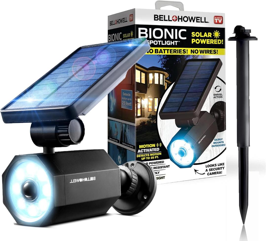 Bell+Howell Bionic Spotlight Motion Solar Spot Lights Outdoor Waterproof, Landscape Light, Outdoor Solar Yard Lighting Weather Resistant, Super Bright LED Lights, for Garden, Lawn As Seen On TV (1 Pack)