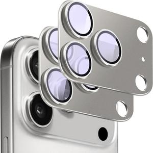2 Pack Camera Lens Protector for iPhone 17 Pro [ Drop Protection ] AR Tempered Glass Strong Adsorption Metal Camera Cover Screen | Titanium Grey Finish