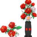 Roses Flowers Bouquet Building Kit: 880 Pcs Artificial Flower Toy with Vase Christmas Valentine Mother's Day Anniversary Birthday Gift Ideal for Women Her Adult Teen