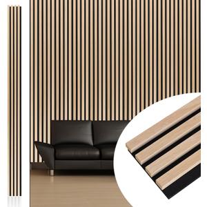 NeatiEase Wood Wall Panels, 9 Feet Acoustic Slat Wall Panels for Interior Wall Decor and Noise Reduction, Decorative Slat Wall Paneling, Natural Oak, 6-Piece