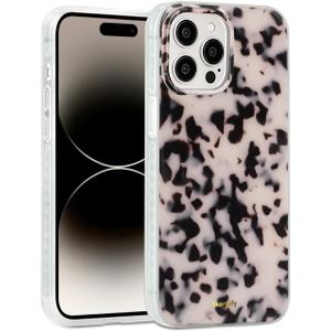 SCORPIFY for iPhone 14 Pro Max Case [Compatible with MagSafe] with Pink Tortoise Shell Design, Cute Brown Magnetic Phone Cover for Women Girls, Slim Shockproof Bumper with Stylish Pattern