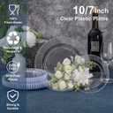 U-QE 60PCS Clear Plastic Plates - Fancy Beaded Plates Disposable Heavy Duty - Premium Hard Plastic Plate for Party, Wedding & Birthday Including 30 Dinner10 & 30 Dessert Plate 7"