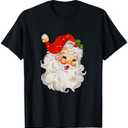 Retro Jolly Santa Claus Face Vintage St. Nick Christmas T-Shirt 2XL