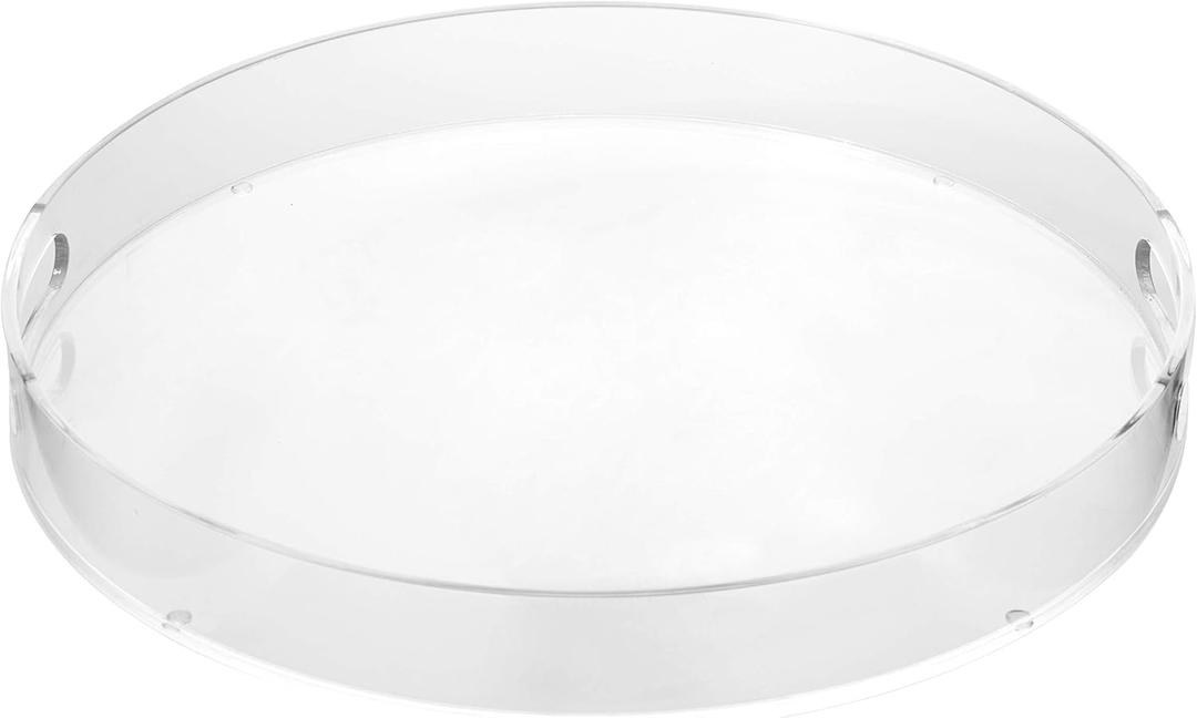 Artmaze Clear Sturdy Acrylic Round Tray with Handles,Spill Proof,for Kitchen (16 inch)