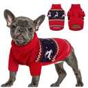 Queenmore Christmas Dog Sweater - Knitted Pullover Turtleneck Outfit, Warm Clothes for Small Dogs Boys or Girls L, Red