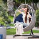 Waterproof Papasan Chair Cushions Outdoor Soft Circle Seat Pad, 45X45in,White Green