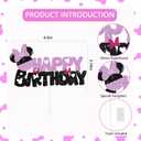 BEISHIDA Cake Topper Pink and Black Happy Birthday Cake Decorations 1st 2nd Birthday Pink and Black Birthday Party Supplies for Kids Girls