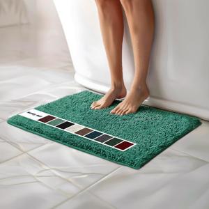 Muddy Mat Chenille Bathroom Rugs Quick Dry Microfiber Mats Non Slip Washable, Extra Thick, Soft and Highly Absorbent Bath Mats for Bathroom, Kitchen, and Shower Floor - Seafoam Green Small 28"X18"