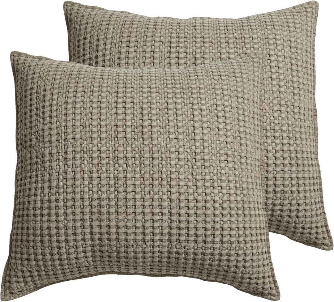 Levtex Home - Mills Waffle - Euro Sham (Set of Two) - Taupe - Sham Size (26x26in.), No Insert