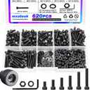 mxuteuk 620PCS M3 Screws Assortment Kit,M3 Screw Kit Suitable for 3D Printer,6/8/10/12/16/20mm 12.9 Grade Alloy Steel Black Zinc Hex Socket Head Bolts Nuts Washers Kit