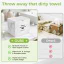 Classycoo Face Towel Holder, 50 PCS Disposable Towels XL Included Compatible with Clean Skin Club Cotton Towel, Odor-Free, Marble Acrylic Container Box Facial Wipes, Bathroom Cosmetic Storage