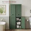 TEENFON Tall Bathroom Cabinet with 2 Doors & 1 Drawer, Narrow Bathroom Storage Cabinet with Adjustable Shelves, for Living Room, Entryway, Kitchen, Forest Green, 11.8"D x 15.7"W x 67.1"H