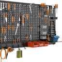 TORACK Metal Pegboard Wall Organizer System for Garage, 109PCS Kit with Pegboard Bins, Hooks, Peg Locks, Black Steel