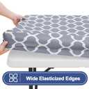Smiry 2 Pack Rectangle Table Cloth 6 Foot, Waterproof Elastic Fitted Tablecloths, Windproof Washable Polyester Table Cover for Picnic, Camping, Outdoor (Grey, 36"x72")