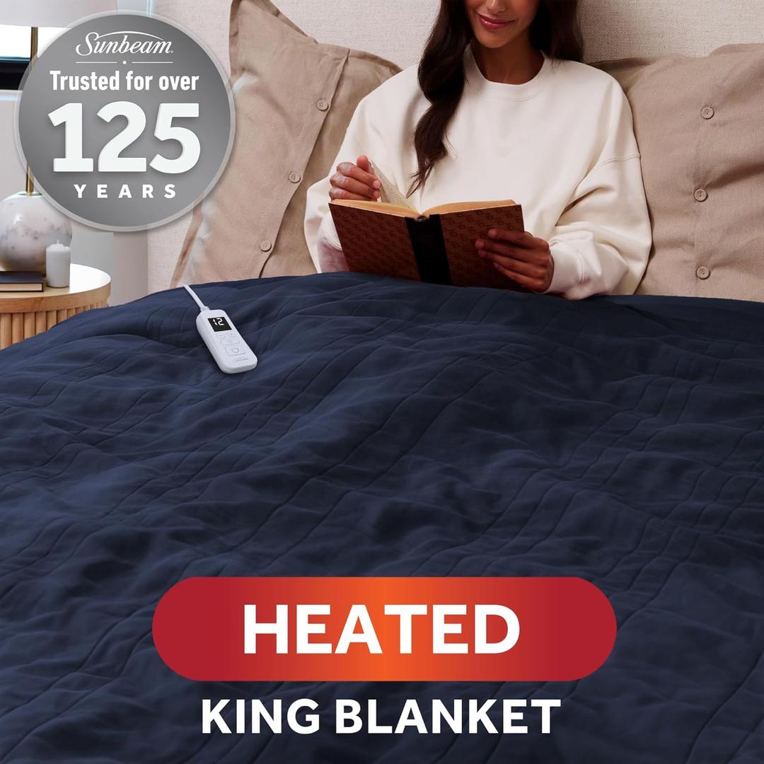 Symunbeam Microplush Heated Blanket King 100 in&90 in