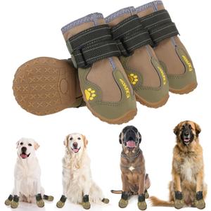 EXPAWLORER Anti-Slip Dog Shoes - 4PCS Waterproof Dog Boots with Reflective Straps for Outdoor Hiking, Dog Paw Protectors for Hot Pavement Winter Snow, Non Slip Dog Booties for Small Medium Large Dogs (Size 7: 2.95"x2.99" (L*W) (Pack of 4)