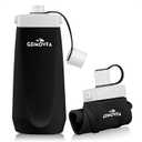 Collapsible Water Bottles,20oz Reusable Silicone Foldable Water Bottle,Portable Leak-proof Travel Water Bottle for Traveling Camping Hiking Cycling Yoga Sports Outdoor (Black)