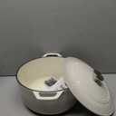 Mueller Cast Iron Dutch Oven Pot with Lid, 6 Quart Enameled, Dual Handles, Stainless Steel Knob, Stew Pot, Induction Pot - For Braising, Roasting, Baking, Cast Iron Bread Pan with Lid, White