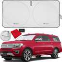 1-Piece Windshield Sunshade Foldable Car Front Window Sun Shade for Most Cars SUV Truck - Best Heat Shield Auto Reflector Cover - Blocks Max UV Rays & Keeps Your Vehicle Cool - Medium Fit