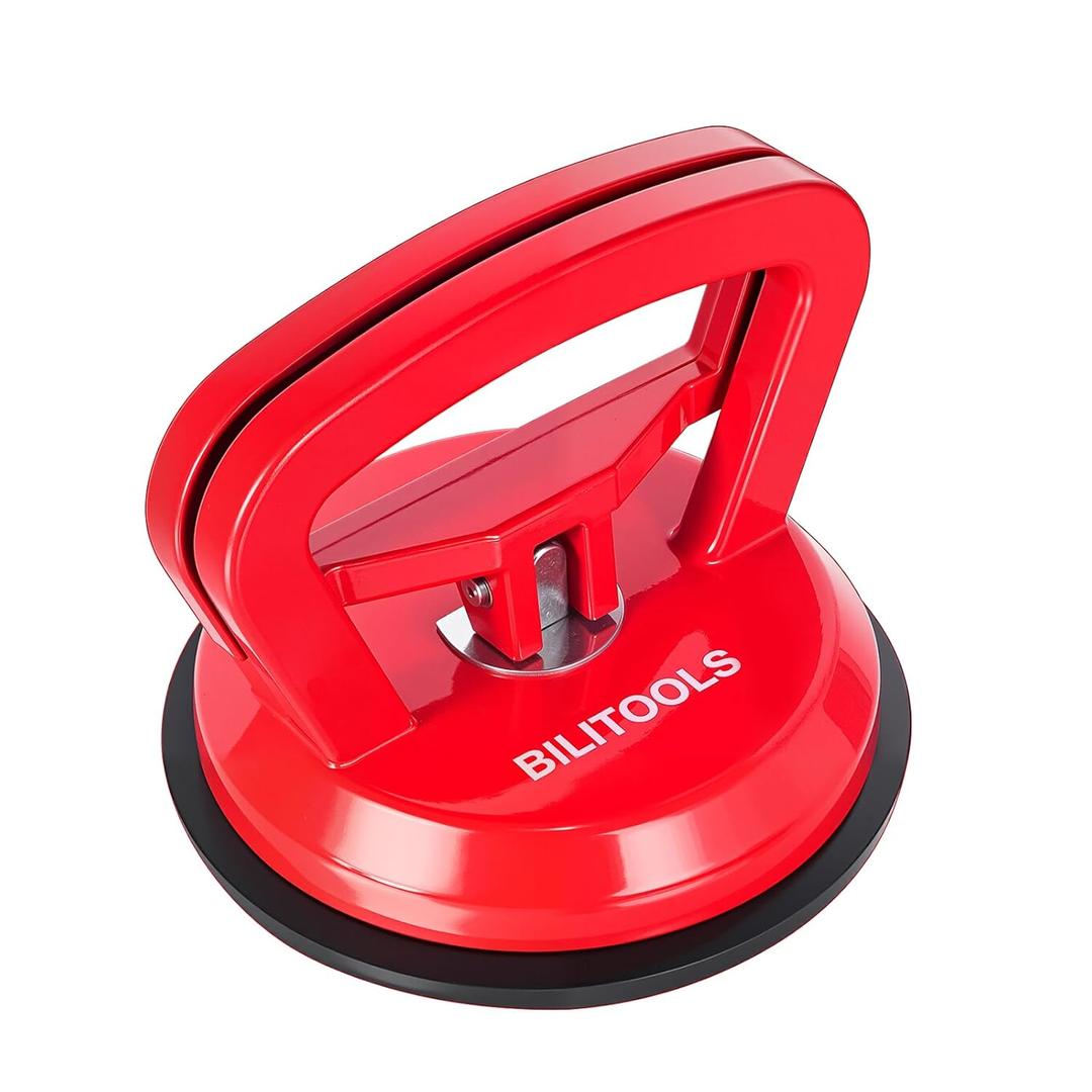 BILITOOLS Glass Suction Cup Lifter, Heavy Duty Aluminum Vacuum Glass Lifter with Locking Handle, 100 lbs Capacity, for Window, Windshield, Tile, Marble & Granite Installation