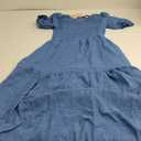 Womens Summer Dresses 2025 Casual Puff Short Sleeve Crewneck Smocked Flowy Ruffle Boho Beach Party Maxi Sundress Medium