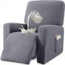 Granbest Premium Water Repellent Recliner Chair Cover High Stretch Jacquard Fabric Recliner Slipcover with Pockets (Recliner, Light Gray)