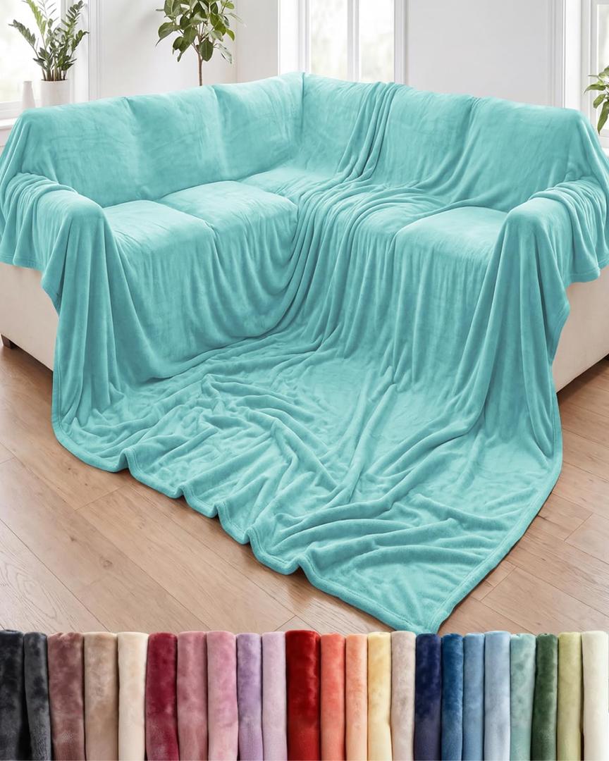 Fleece Blanket Giant 120" x 180" - Ultra-Soft Flannel Throw - Turquoise