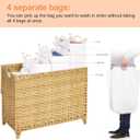 Laundry Hamper with 4 Removable Liner Bags; 176L Handwoven Rattan Laundry Basket with Lid & Heightened Feet; Clothes Hamper with Side Handles, 176L-4 Section