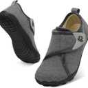 relxfeet Men's Slippers Wide Width Adjustable Orthopedic Diabetic House Shoes for Neuropathy Swollen Feet Relief Non-Slip Rubber Sole Indoor Outdoor (Dark Gray)