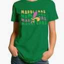 Mardi Gras Shirt for Women Happy Mardi Gras Day T-Shirt Womens Fat Tuesday Party Tee Tops (Small, Green)