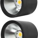 MEGHALI 2pack Modern Spotlight LED 18W Round Waterproof Downlight Outdoor Ceiling Light Black Spotlights for Balcony Terrace Warm Light 3000K Flush Mount Ceiling Lights