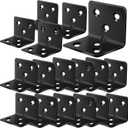 40Pcs Stainless Steel Black Angle Brackets, 1.2”x 1.2” x 1.5” Corner Braces for Wood Furniture, 90 Degree L Bracket, Metal Joint Right Angle Shelf Bracket Support for Wooden Table Chair Cabinets