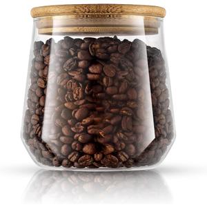 JoyJolt Cookie Jar. 1 Large Glass Jars With Bamboo Lids Set. For Kitchen Counter, Rice Jar, Candy Jar, Flour and Sugar Containers Canisters, 31-OZ Big Glass Jar with Lid, Airtight Glass Storage