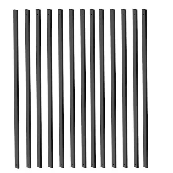 24 Pack Black Rectangle Metal Poles with Screws, 38" L x 1" W x 1/2"