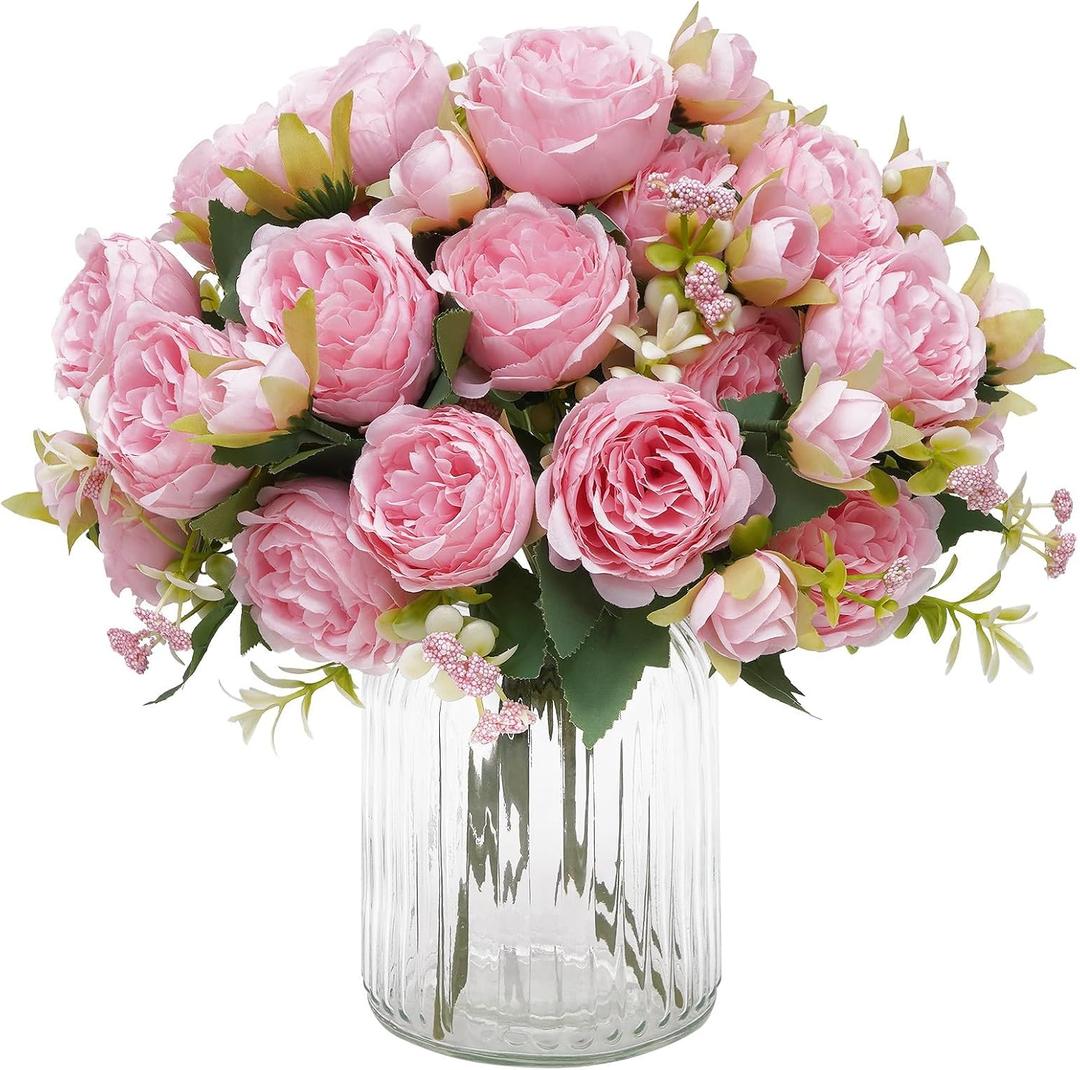 MARTINE MALL 8 Packs Peonies Artificial Flowers, Light Pink Artificial Peonies, Silk Peonies Flowers Fake Peonies Artificial Flowers Peonies Bouquet for Centerpiece Table Wedding Party Home Decor